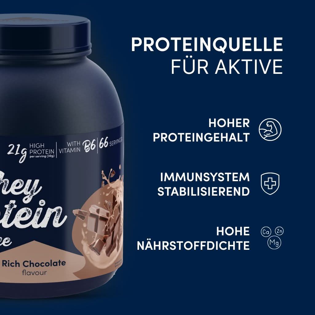 2kg Whey Proteinpulver | Schoko 22g Eiweiß