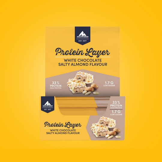 Protein Riegel Layer - 18x 50g | Weiße Schokolade & Salzmandel