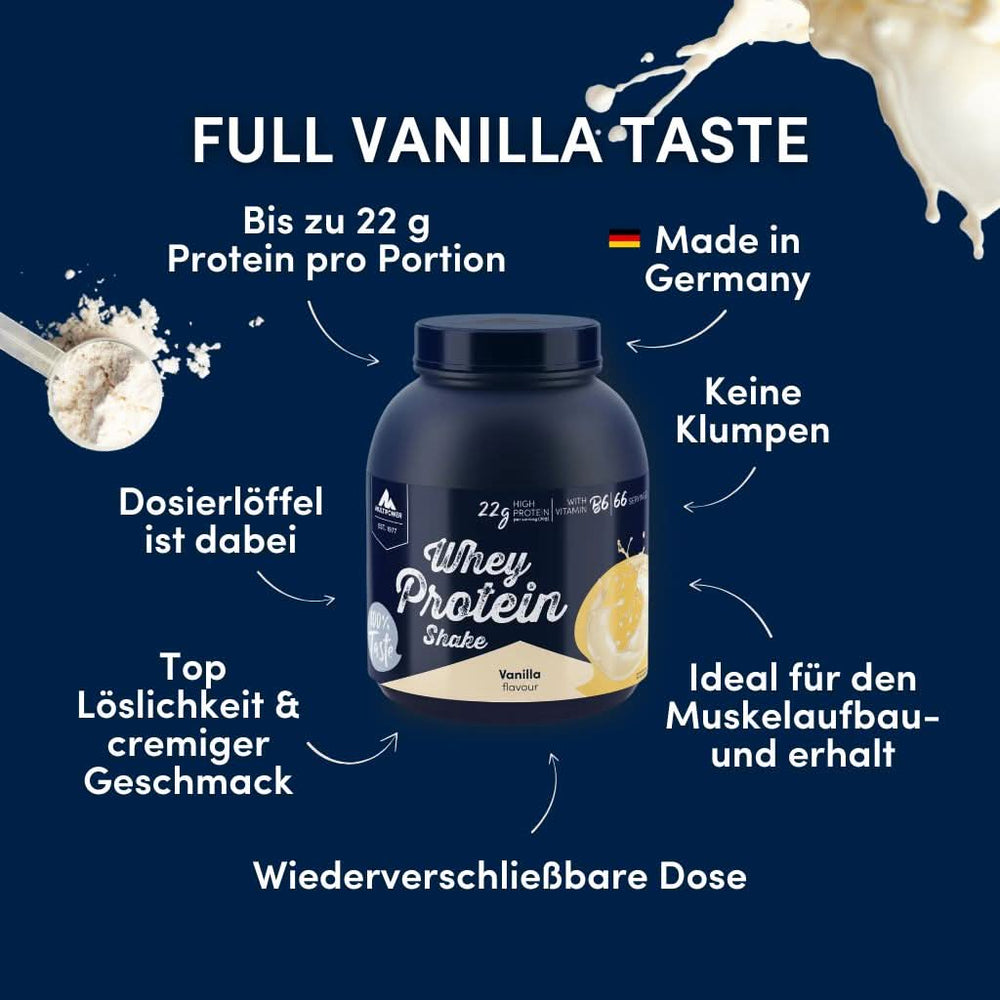 2kg Whey Proteinpulver | Vanille 22g Eiweiß