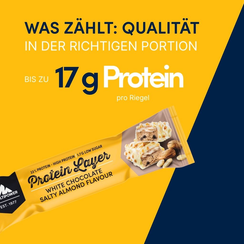 Protein Riegel Layer - 18x 50g | Weiße Schokolade & Salzmandel