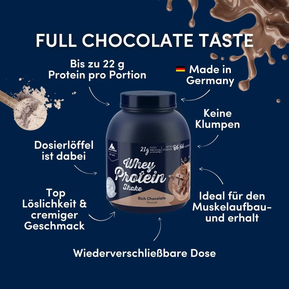 2kg Whey Proteinpulver | Schoko 22g Eiweiß
