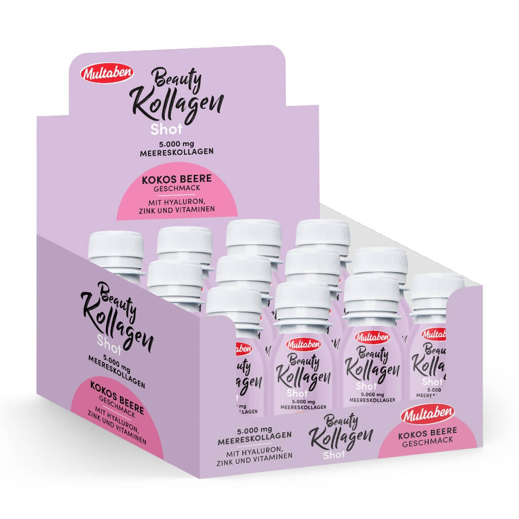 12x60ml Multaben Beauty Collagen Shot Kokos Beere | 5g Kollagen pro Shot
