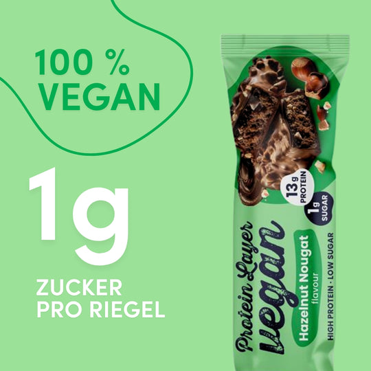 Vegan Layer Haselnuss Nougat 55g | 13g Protein NEU