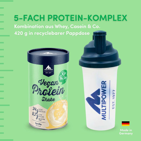 Vegan Vanille Protein Shake (420g) Proteinpulver | 100% Vegan (Artikel mit verkürzter Haltbarkeit)