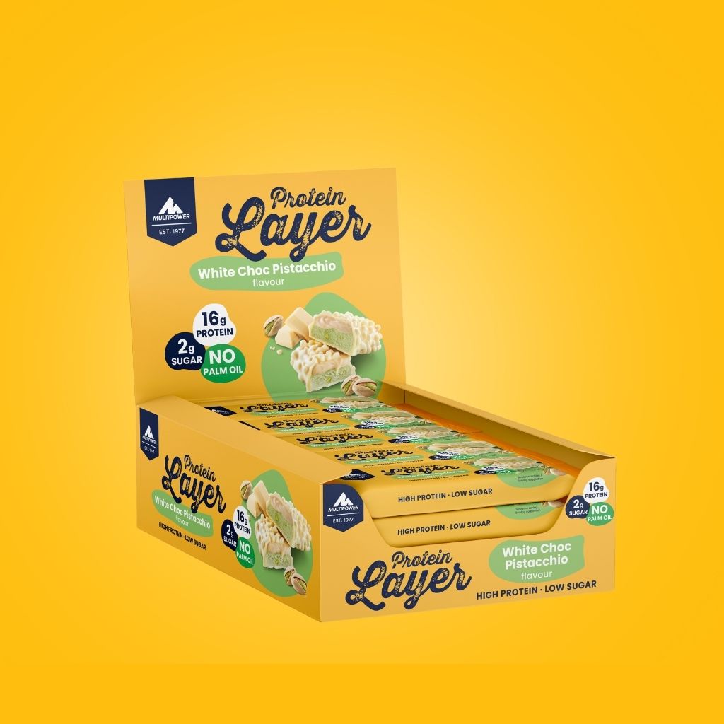 Protein Riegel Layer - 18x 50g | Weiße Schokolade & Pistazie