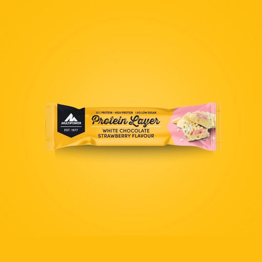 Protein Riegel Layer - 18x 50g | Weiße Schokolade & Erdbeere