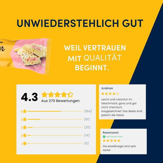 Protein Riegel Layer - 18x 50g | Weiße Schokolade & Erdbeere