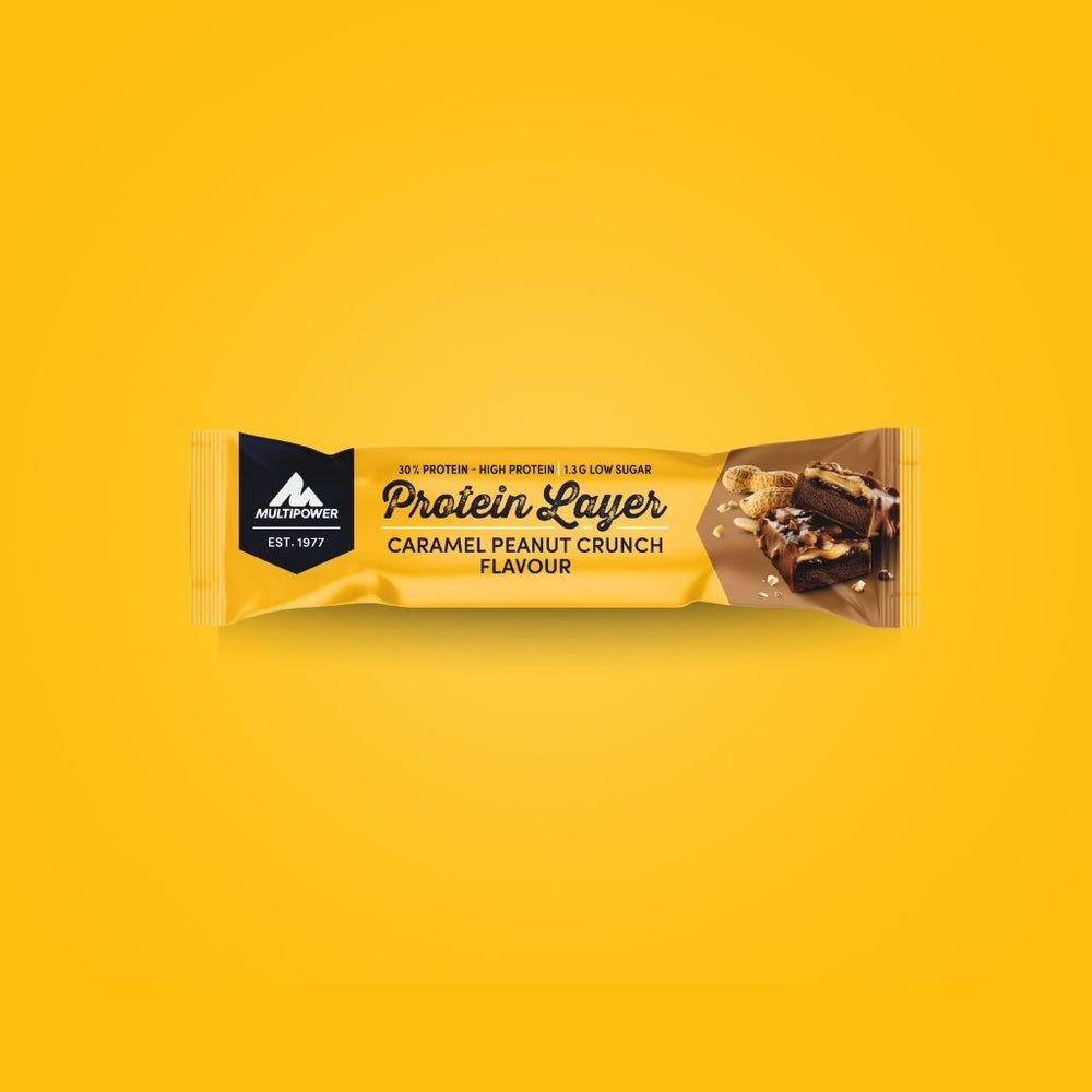 Protein Riegel Layer - 18x 50g | Karamell & Erdnuss-Crunch