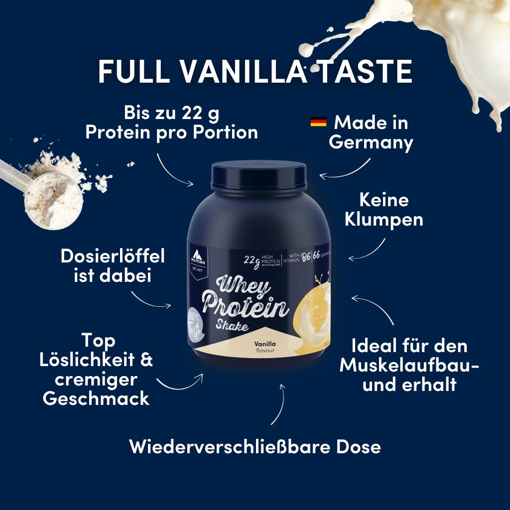 2kg Whey Proteinpulver | Vanille 22g Eiweiß