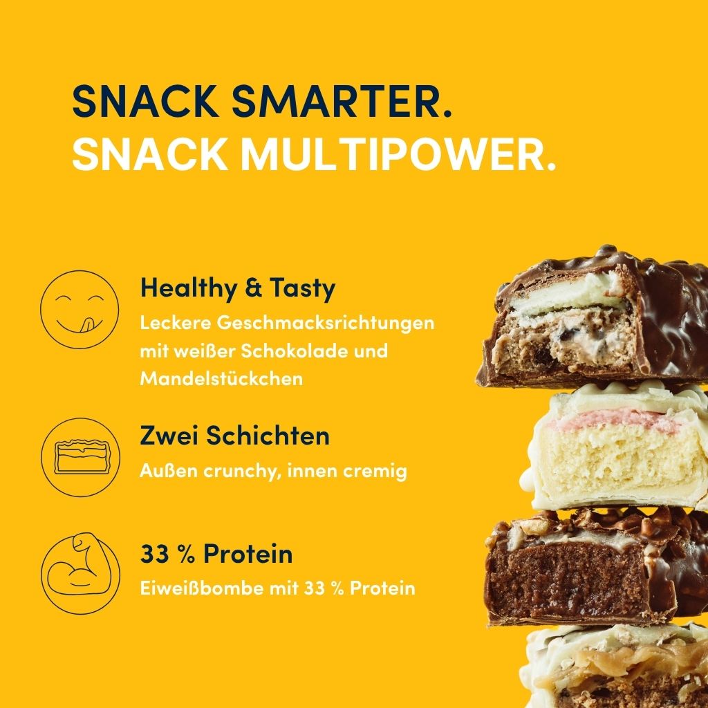 Protein Riegel Layer - 18x 50g | Weiße Schokolade & Salzmandel