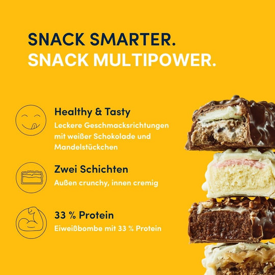 Protein Riegel Layer - 18x 50g | Weiße Schokolade & Salzmandel
