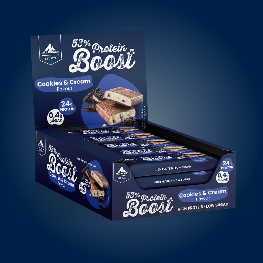 Boost Proteinriegel mit 53% Protein, Cookies & Cream (Artikel mit verkürzter Haltbarkeit)