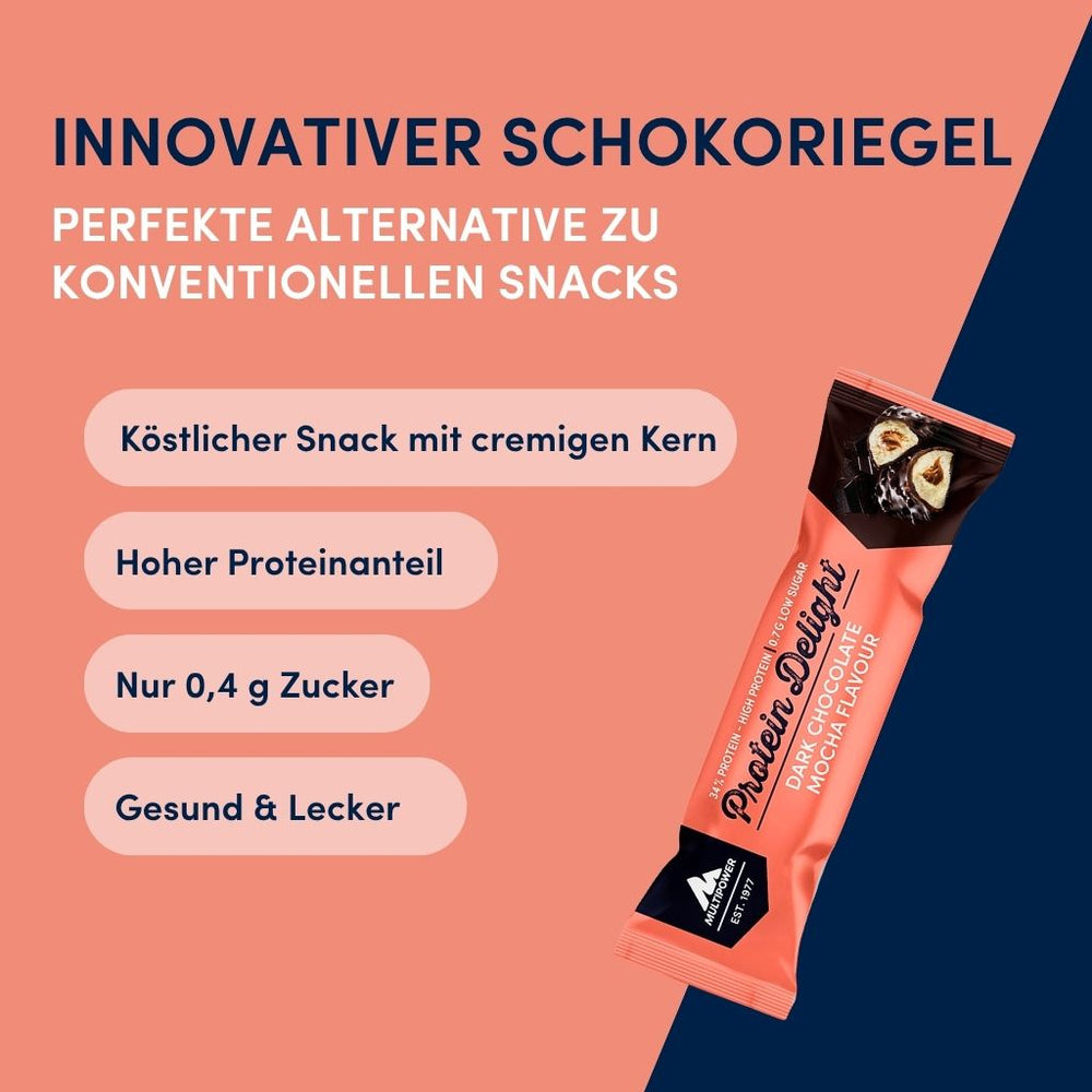 Protein Riegel Delight - 18x 35g | Zartbitter-Schokolade & Mokka