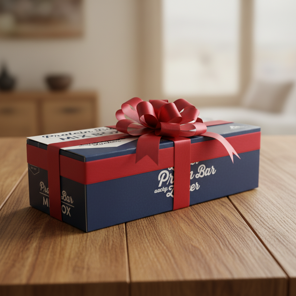 Multipower Protein Layer Mixbox mit mehreren mehrschichtigen Eiweißriegeln in verschiedenen Geschmacksrichtungen verpackt in einer dunkelblauen Mixbox.