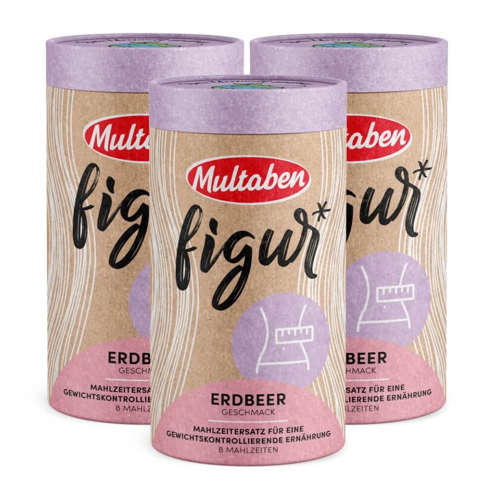 3x440g Multaben Figur Mahlzeitenersatz Protein Shake Erdbeer | Multaben