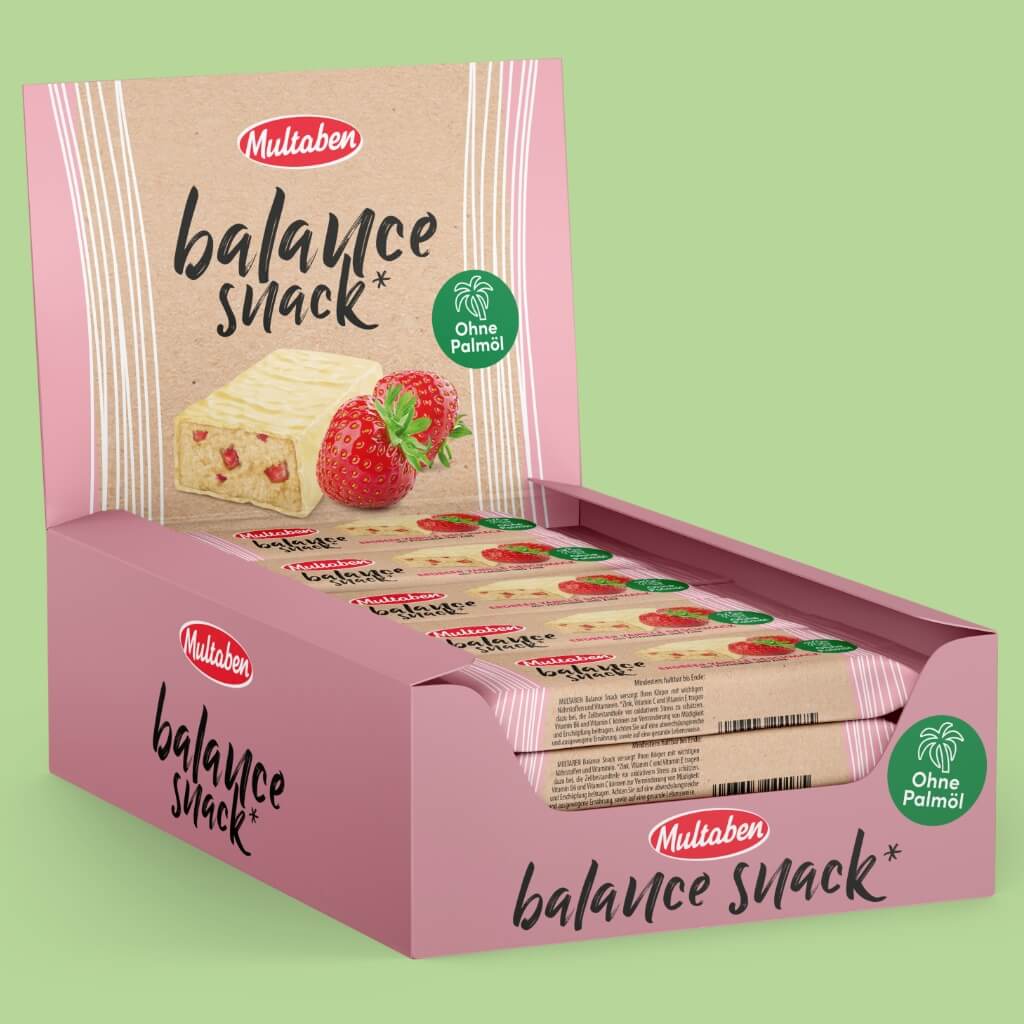 Multaben 18x38g Multaben Balance Snack Erdbeer-Vanille (Abverkauf)