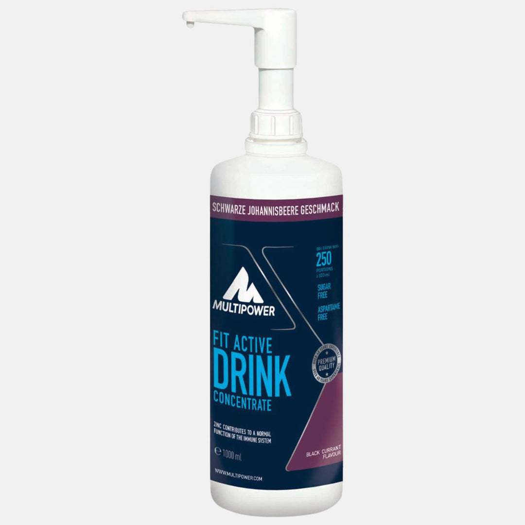 Multipower Fit Active Getränkekonzentrat 1L – erfrischender Drink mit dem kräftigen Geschmack schwarzer Johannisbeeren, ideal beim Training.