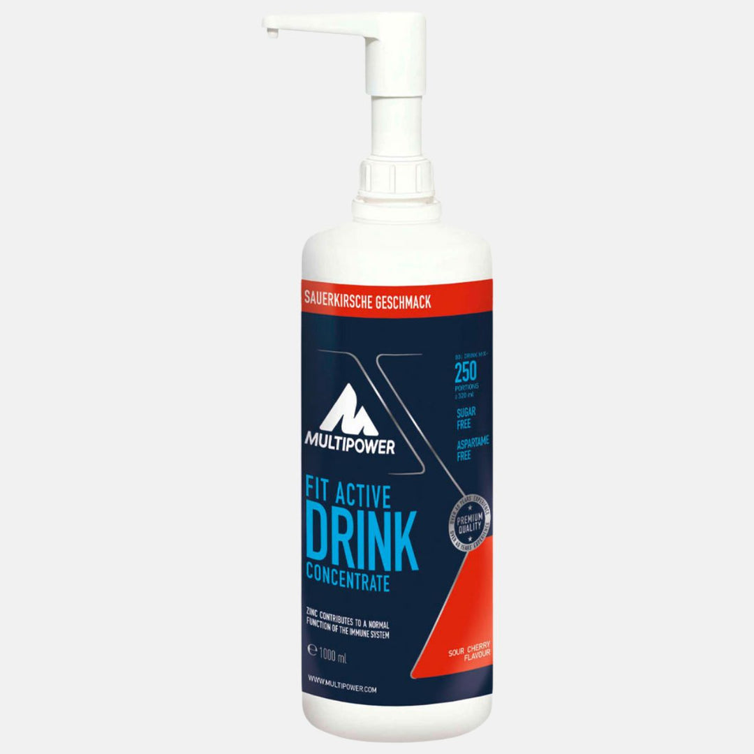 Multipower Fit Active Getränkekonzentrat 1L – konzentriertes Sportgetränk mit intensivem Sauerkirschgeschmack zur schnellen Flüssigkeitszufuhr.