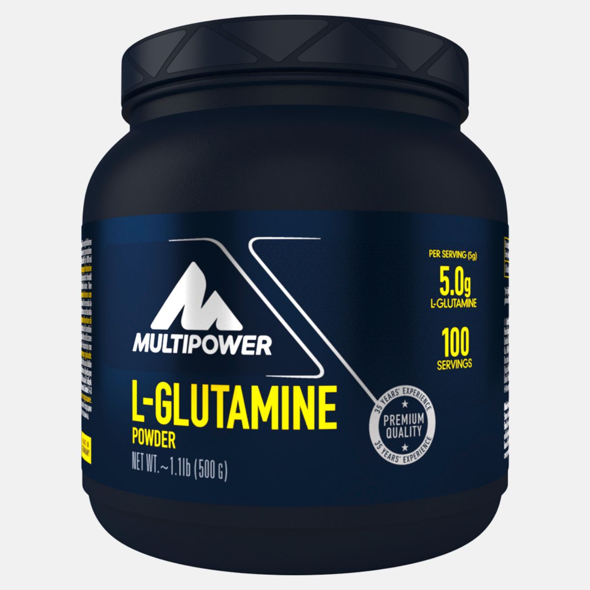 Dose Multipower L-Glutamine 500g – Nahrungsergänzungsmittel in Pulverform zur Unterstützung der Muskelregeneration und des Immunsystems, geeignet für Sportler und aktive Menschen.