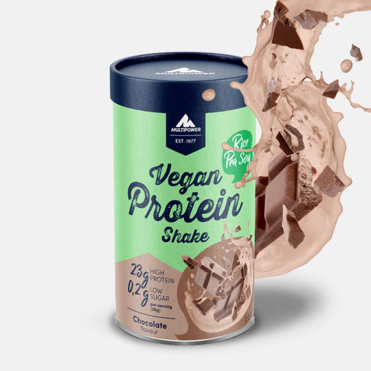 Multipower Vegan Protein Shake 420g – pflanzlicher Proteinshake mit intensivem Schokoladengeschmack, 100 % vegan.