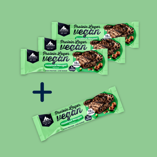 Veganer Proteinriegel Haselnuss-Nougat-Geschmack (Kauf 4, zahl 3)
